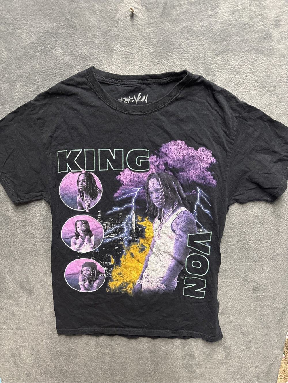King Von Graphic T-Shirt Size Small Black & Purple Durk Member O’Block